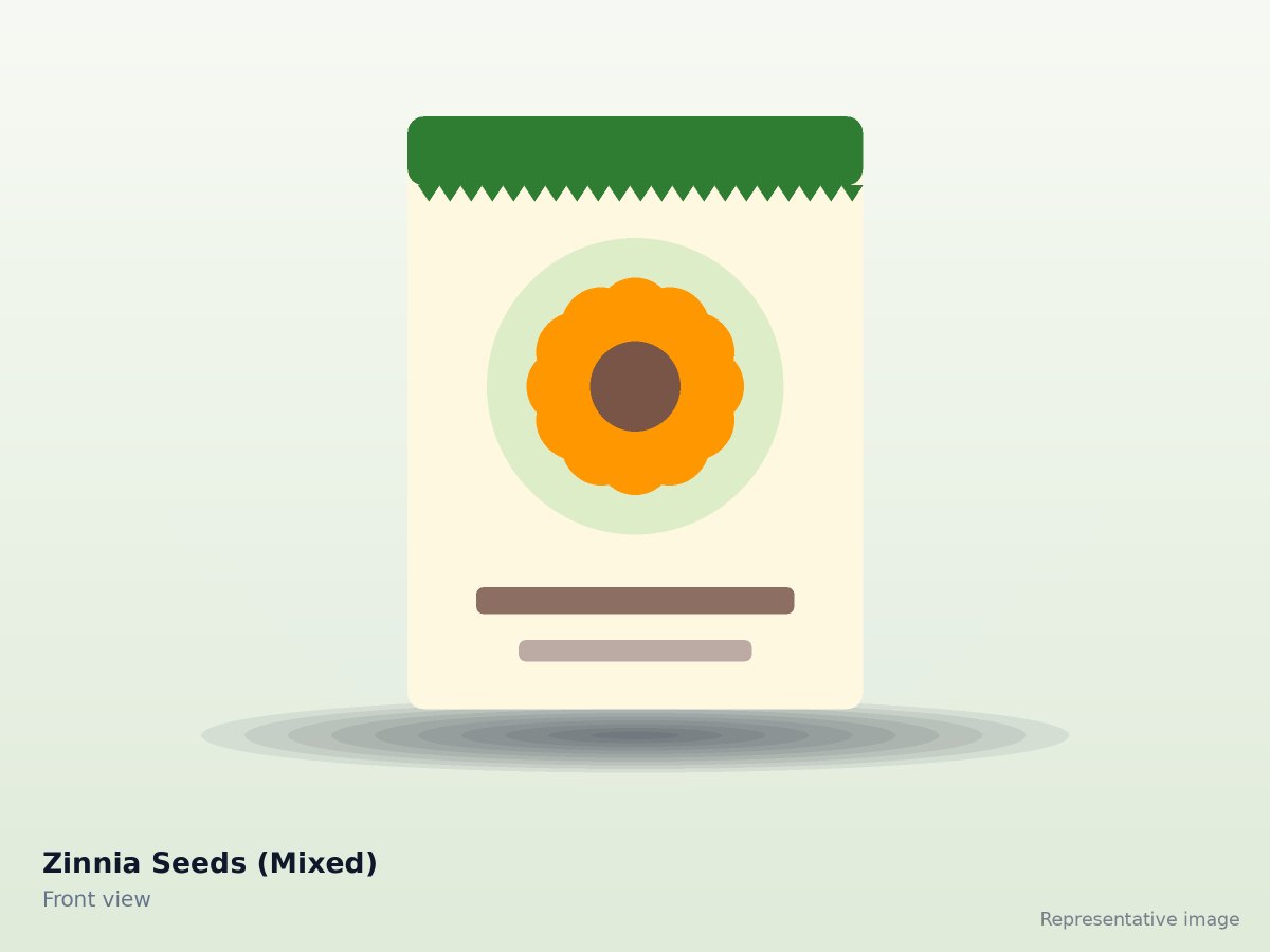 Zinnia Seeds (Mixed) – front view (representative image)