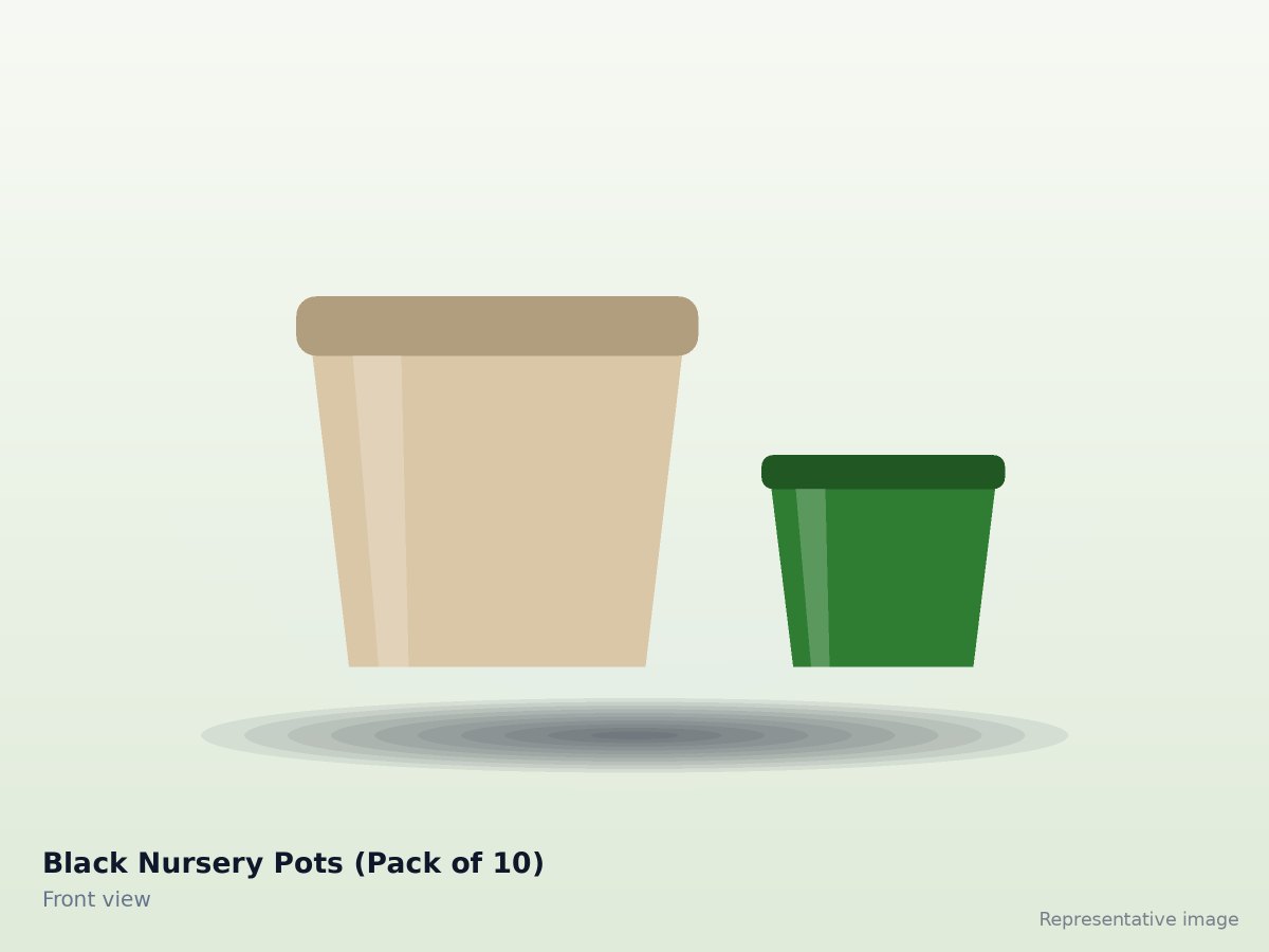 Black Nursery Pots (Pack of 10) – front view (representative image)